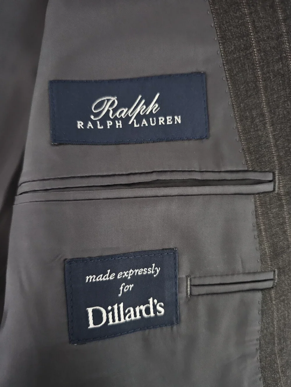 Ralph Ralph Lauren 100% Wool Pinstripe Blazer Men 46 Gray Career Suit Jacket